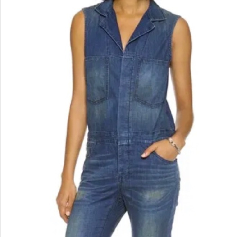 6397 Sleeveless Denim Jumpsuit M